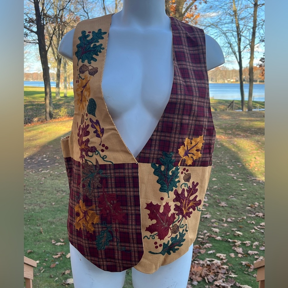 Handmade fall design open vest XXL